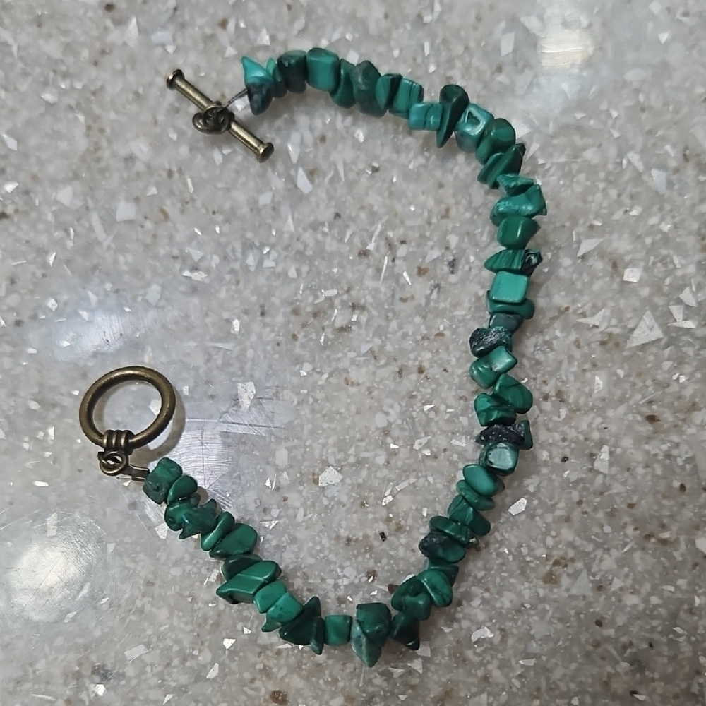 Green and Gold Natural Stone Bracelet